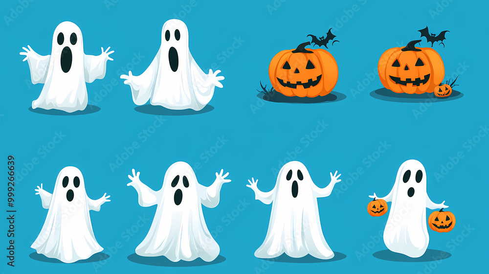 Halloween characters horror vector set design. Halloween character like grim reaper, ghost, pumpkin and Frankenstein. Halloween characters horror vector set design. Halloween character like grim reaper, ghost, pumpkin and Frankenstein.