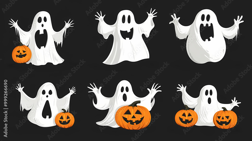 Halloween characters horror vector set design. Halloween character like grim reaper, ghost, pumpkin and Frankenstein. Halloween characters horror vector set design. Halloween character like grim reaper, ghost, pumpkin and Frankenstein.