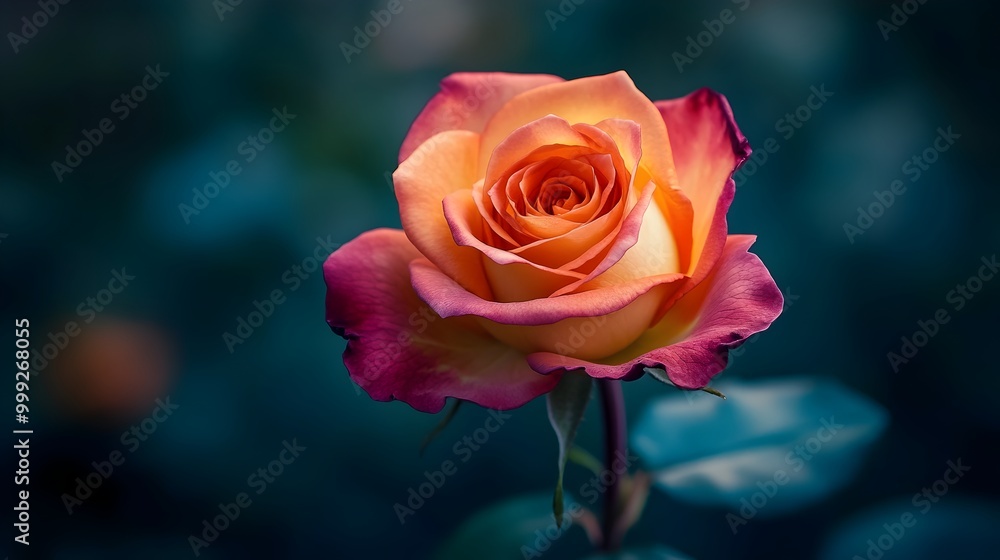 Stunning Close Up Photograph of a Single Rose Bloom Highlighting its Vibrant Colors Delicate Petals and Elegant Soft Focus Background Stunning Close Up Photograph of a Single Rose Bloom Highlighting its Vibrant Colors Delicate Petals and Elegant Soft Focus Background