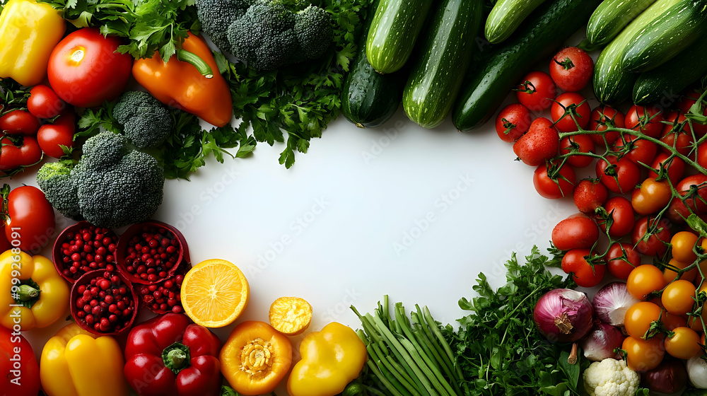 Fresh Vegetables, Fruits, and Herbs: A Colorful Display Fresh Vegetables, Fruits, and Herbs: A Colorful Display