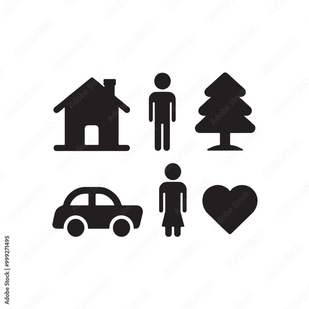 A vector silhouette image of a Black Filled Icons Set A vector silhouette image of a Black Filled Icons Set