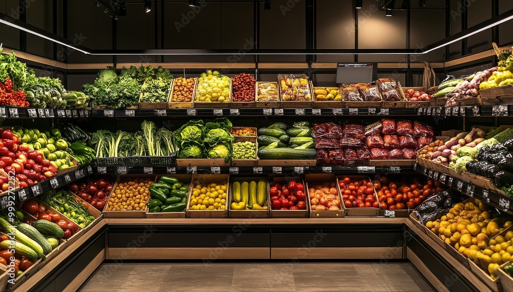 Grocery Store Produce. Fresh Produce Section. Farmers Market Stall. Colorful Fruits and Vegetables. Complete grocery store. Grocery Store Produce. Fresh Produce Section. Farmers Market Stall. Colorful Fruits and Vegetables. Complete grocery store.