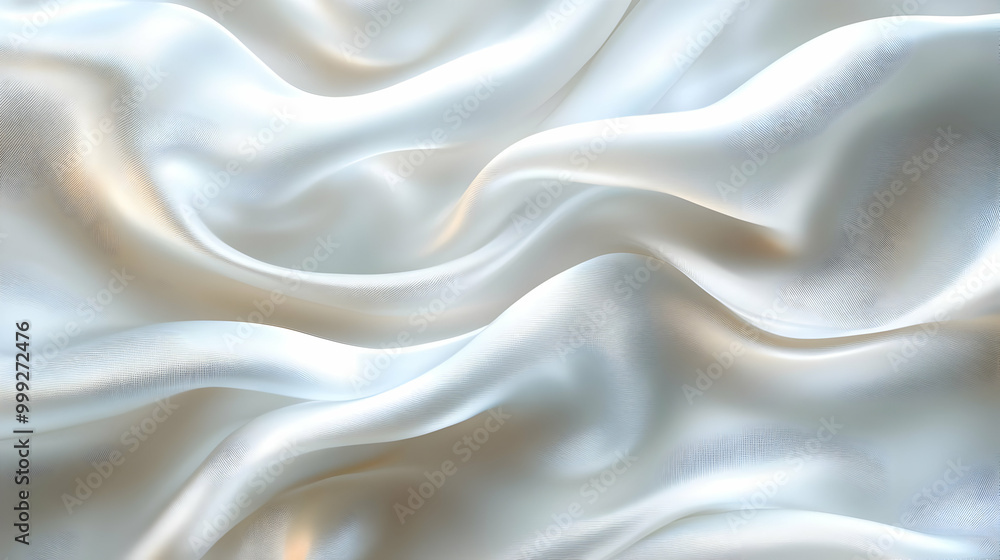 Obraz premium Soft White Satin Drapes, Elegant Fabric Texture, Smooth and Flowing, Luxurious Material