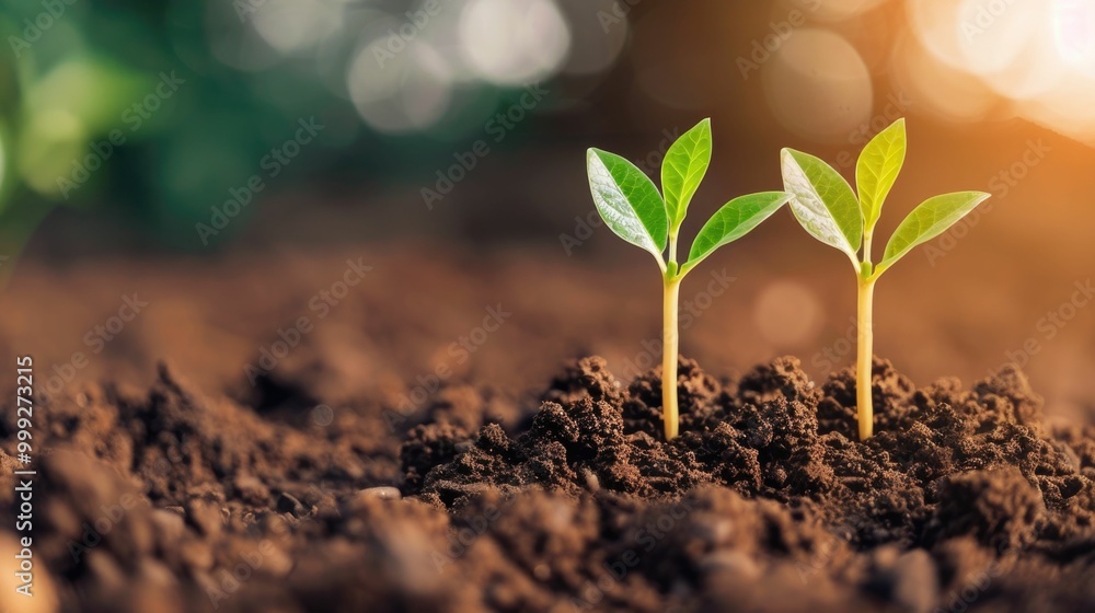 Sprouting green plant seedlings growing in soil symbolize the potential for socially responsible investing to drive sustainable growth environmental impact and community development Sprouting green plant seedlings growing in soil symbolize the potential for socially responsible investing to drive sustainable growth environmental impact and community development