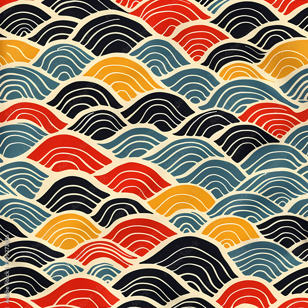 Colorful abstract wave pattern featuring bold reds, blues, and yellows against a dark background, creating a dynamic visual effect. Colorful abstract wave pattern featuring bold reds, blues, and yellows against a dark background, creating a dynamic visual effect.