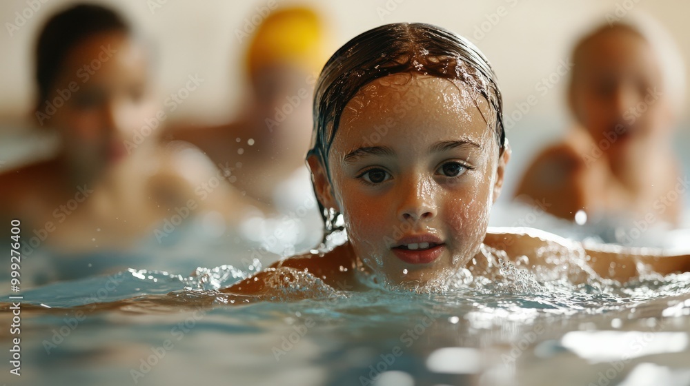 Obraz premium 日本の子供水泳教室:春の学習体験