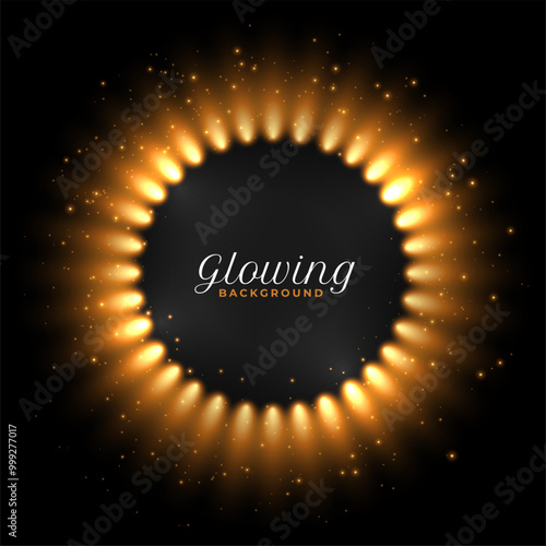 abstract glowing particle dark background with golden light effect