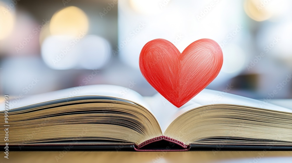 An open book displaying a page with a heart drawn in a playful emoji style, characterized by its simplistic and cheerful design. An open book displaying a page with a heart drawn in a playful emoji style, characterized by its simplistic and cheerful design.