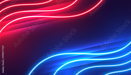 red and blue wavy neon lines abstract wallpaper design