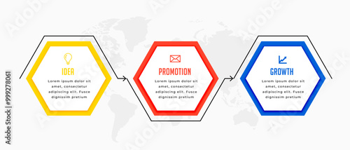 3 step business infographic timeline chart template design