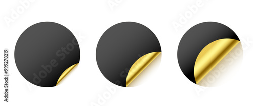 set of empty curly paper sticker mockup design