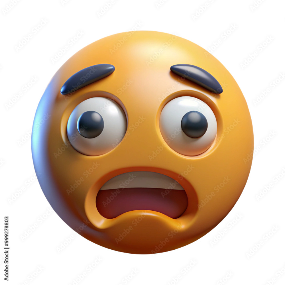 Fototapeta premium Fear emoji 3d cartoon style illustration