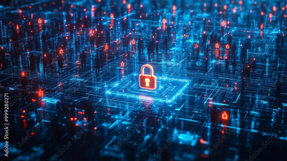 Cyber Security Network with Padlock and Digital Data Cyber Security Network with Padlock and Digital Data