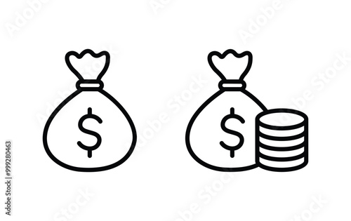 Money bag icon, Dollar sack money icon vector