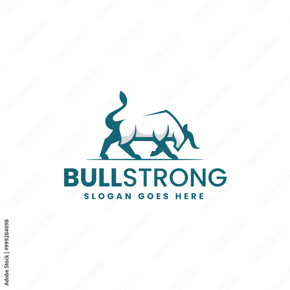 Vector Logo Illustration Bull Strong Silhouette Style Vector Logo Illustration Bull Strong Silhouette Style
