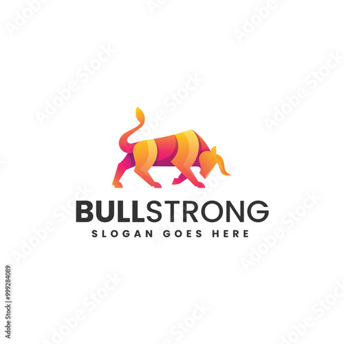 Vector Logo Illustration Bull Strong Gradient Colorful Style