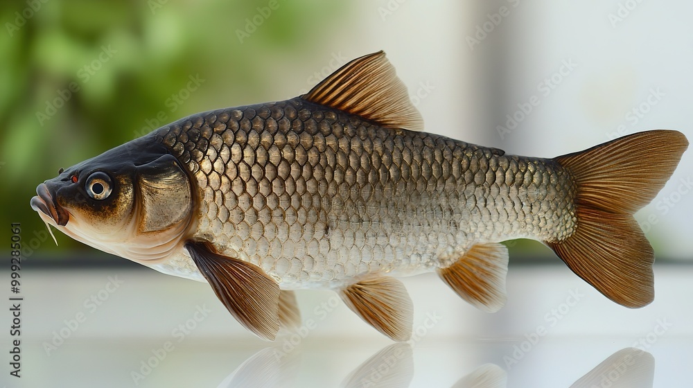 Hypophthalmichthys Nobilis: Bighead Carp Illustration on a Clean Background Hypophthalmichthys Nobilis: Bighead Carp Illustration on a Clean Background