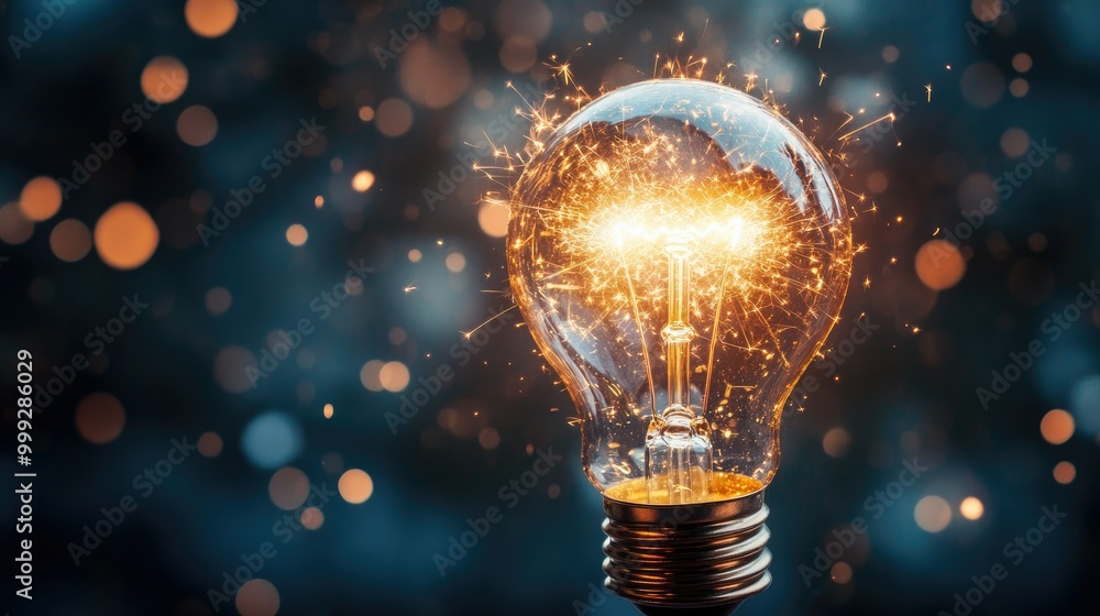A light bulb glowing with sparks of creativity, symbolizing a business innovation breakthrough and marketing strategy A light bulb glowing with sparks of creativity, symbolizing a business innovation breakthrough and marketing strategy