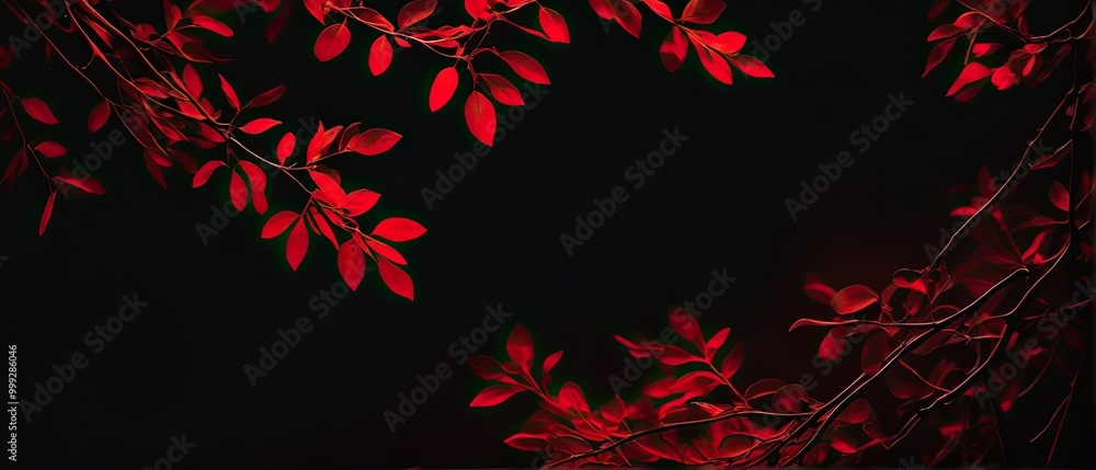Red Leaves on a Black Background Red Leaves on a Black Background