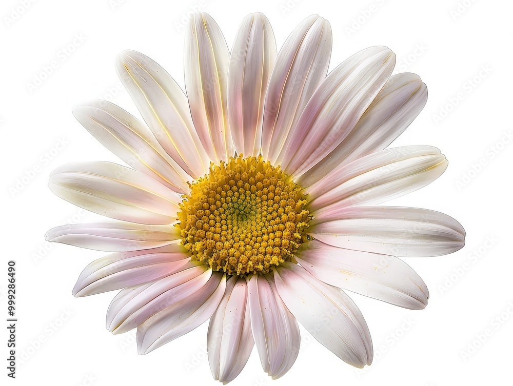 Pink and White Daisy with Yellow Center Isolated On White Background Pink and White Daisy with Yellow Center Isolated On White Background