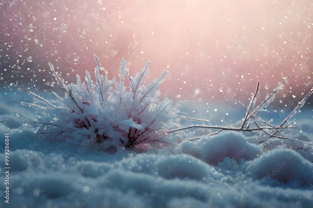 Delicate snowflakes sparkle against a pastel pink, blue, and purple ...