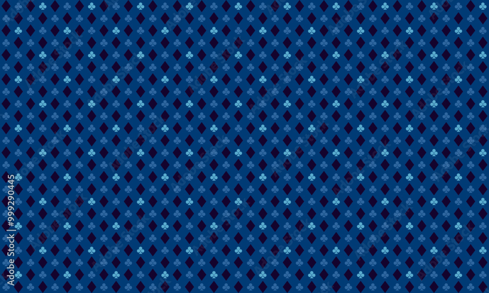 Seamless pattern with clubs and diamonds card symbol in light n dark blue on indigo blue background. Vector illustration. For masculine shirt lady dress textile cloth print wallpaper cover decoration Seamless pattern with clubs and diamonds card symbol in light n dark blue on indigo blue background. Vector illustration. For masculine shirt lady dress textile cloth print wallpaper cover decoration