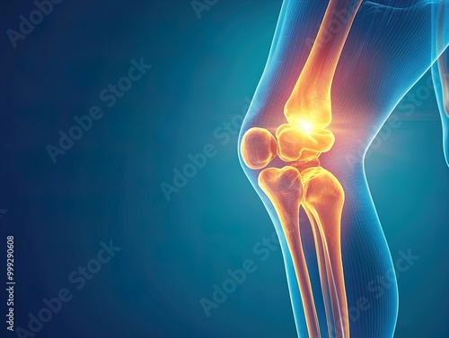 Vibrant Close-Up of Human Knee Joint: Stunning Art Print Showcasing Femur-Tibia Connection, Perfect for Athletic Decor and Sports Interior Design