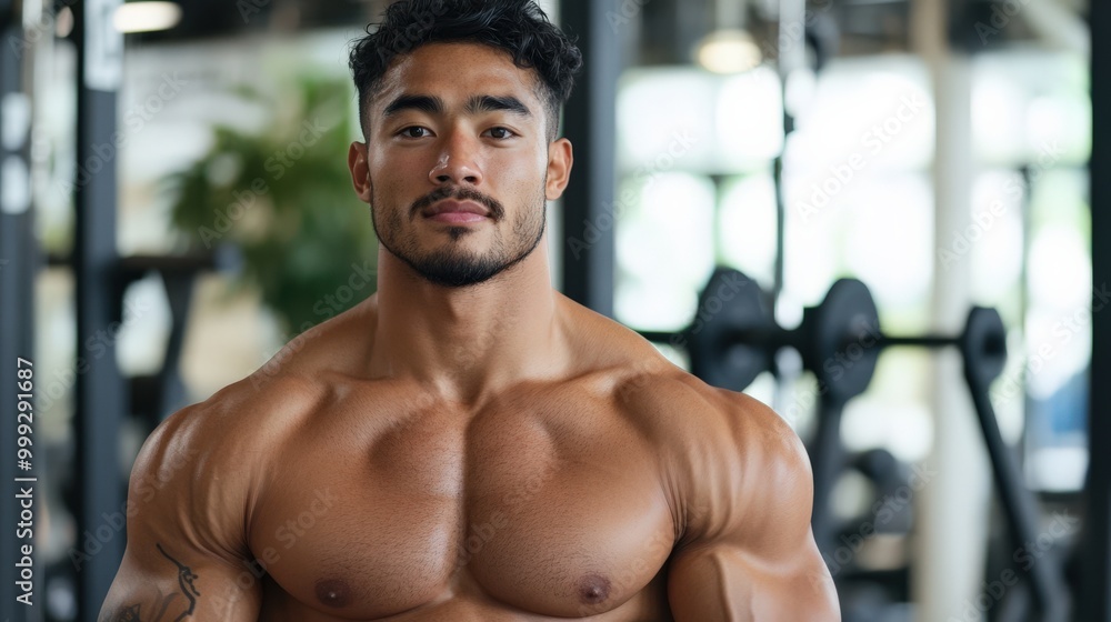 激しいボディビルディングトレーニングに取り組む日本のフィットネス愛好家 激しいボディビルディングトレーニングに取り組む日本のフィットネス愛好家