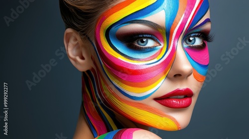 Colorful Face Paint Artistry in a Stunning Portrait