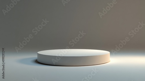 A White Circular Platform on a Light Grey Background