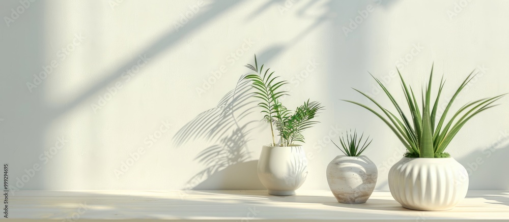 Houseplants In White S Flowerpots On A Table Near Bright White Wall Houseplants In White S Flowerpots On A Table Near Bright White Wall