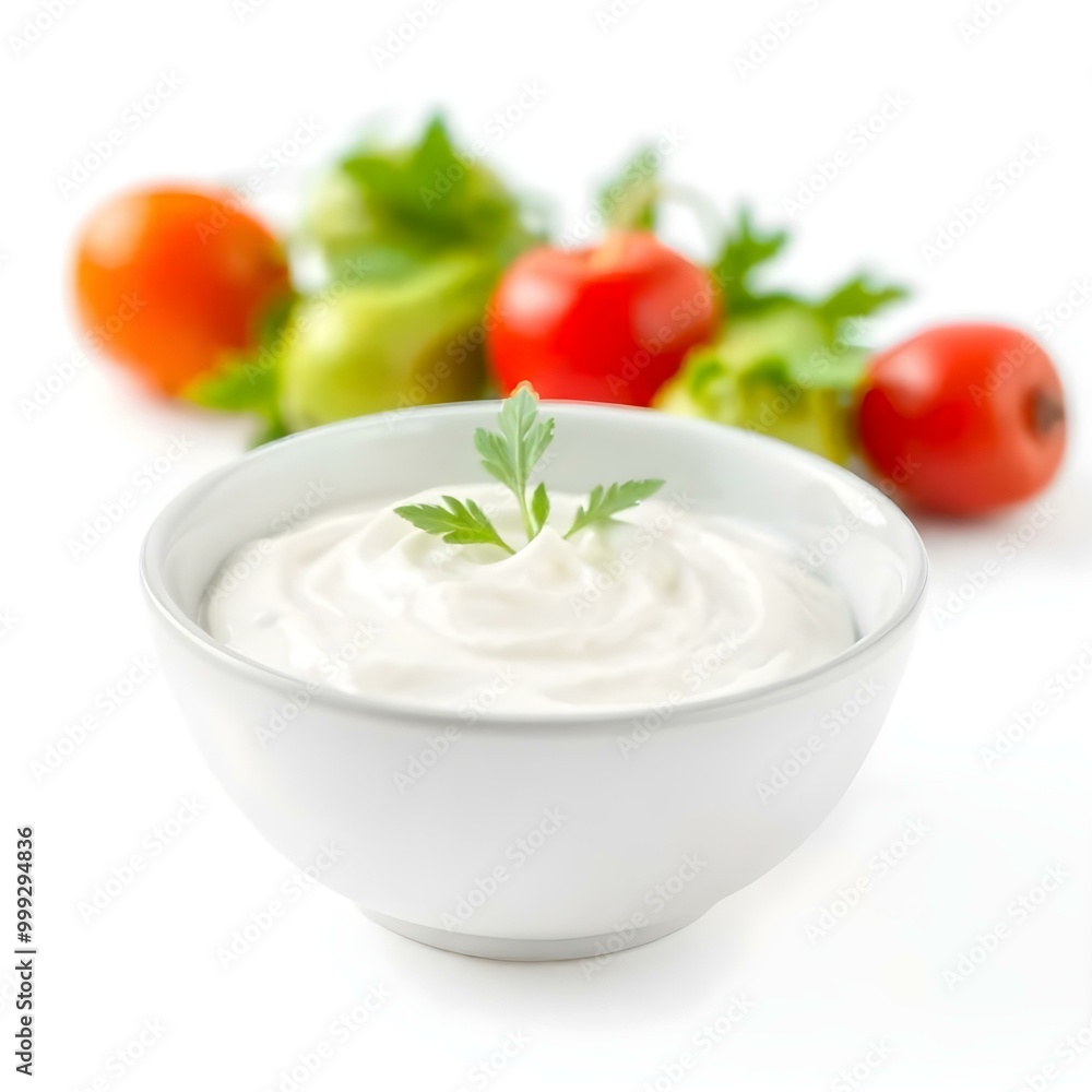 bowl of yogurt with fresh vegetables bowl of yogurt with fresh vegetables