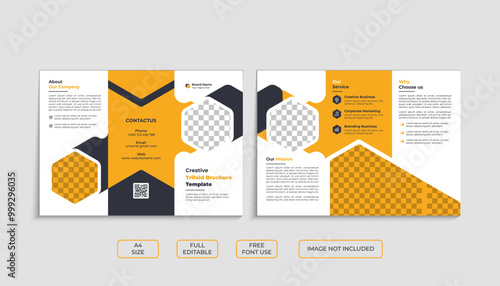 Creative square trifold brochure template for business