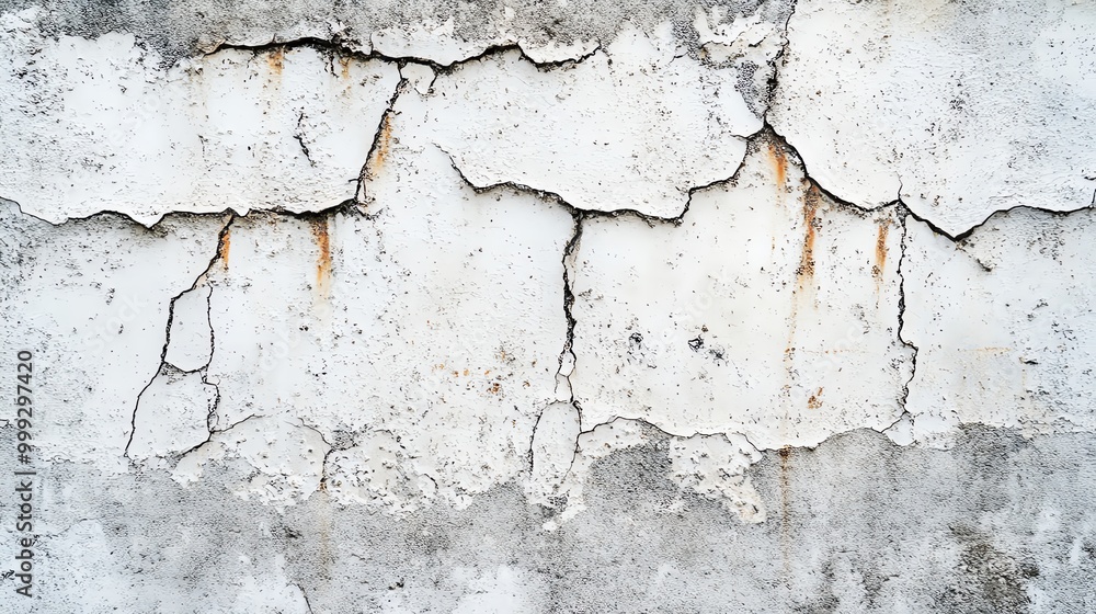 Obraz premium A textured, cracked wall with weathered features and rustic tones, ideal for backgrounds and design projects.