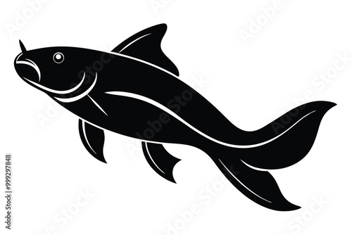 Solid color Mekong Giant Catfish animal vector design