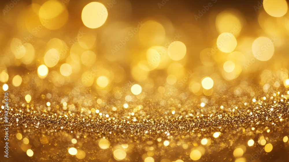 Shimmering golden background with blurred lights and sparkles. Shimmering golden background with blurred lights and sparkles.