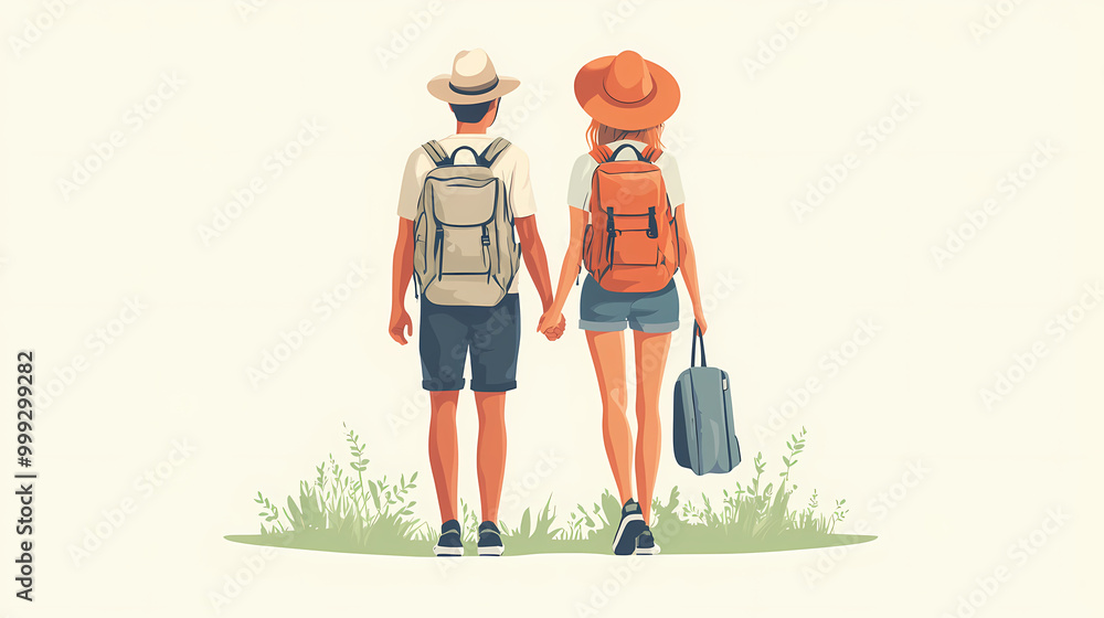 A group of tourists traveling with a backpack and map, on vacation. A collection of portraits of travelers. A group of tourists traveling with a backpack and map, on vacation. A collection of portraits of travelers.