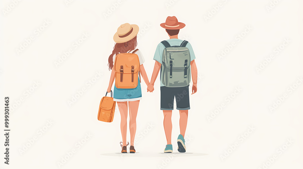 A group of tourists traveling with a backpack and map, on vacation. A collection of portraits of travelers. A group of tourists traveling with a backpack and map, on vacation. A collection of portraits of travelers.