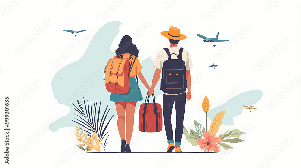 A group of tourists traveling with a backpack and map, on vacation. A collection of portraits of travelers. A group of tourists traveling with a backpack and map, on vacation. A collection of portraits of travelers.