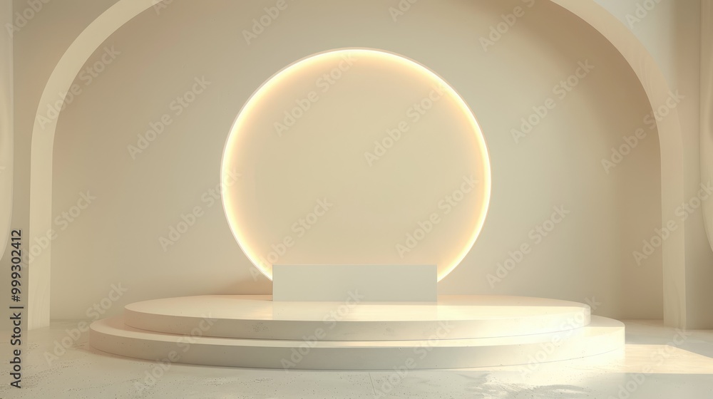 White Circular Platform with Illuminated Archway White Circular Platform with Illuminated Archway