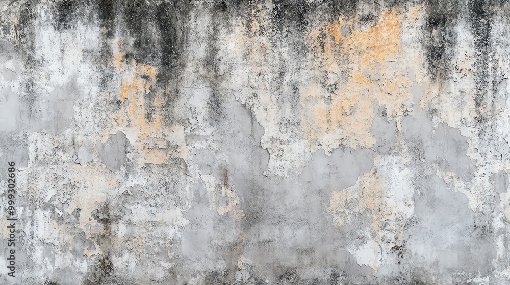 Fototapeta premium Textured wall featuring aged paint and weathered surface elements, perfect for background or artistic projects.