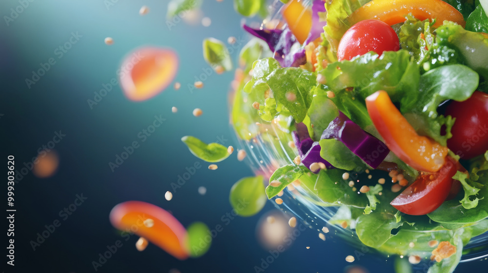 Fresh, vibrant salad with colorful vegetables and glowing elements Fresh, vibrant salad with colorful vegetables and glowing elements