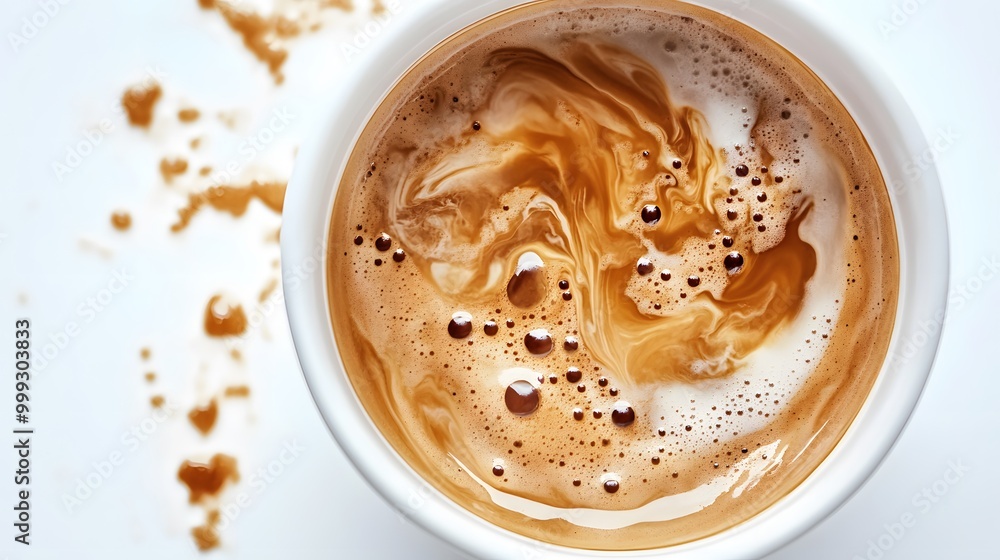 coffee water mixed with milk on a white background. coffee water mixed with milk on a white background.