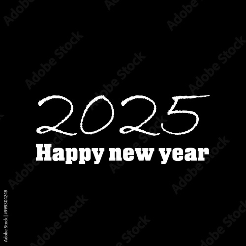 Blissful New Year 2025 text plan. Front of business journal for 2025 with wishes. Leaflet plan format, card, flag. Vector representation. Disconnected on white foundation. 