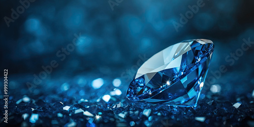 Sapphire background, luxury diamond crystal backdrop product photography wallpaper backgrounds, gems jewellery, generated ai