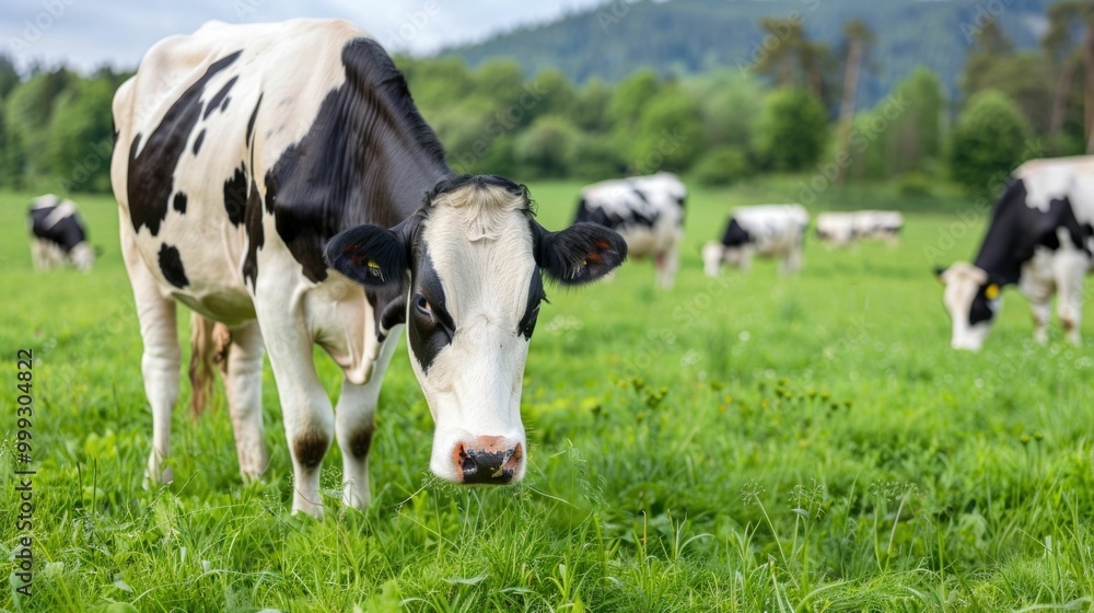 Herd of Cows Grazing in a Lush Verdant Pasture with a Peaceful Picturesque Farmland Landscape in the Background Serene Rustic and Idyllic Countryside Scene Herd of Cows Grazing in a Lush Verdant Pasture with a Peaceful Picturesque Farmland Landscape in the Background Serene Rustic and Idyllic Countryside Scene