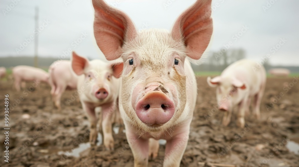 Pigs playfully rolling and wallowing in a muddy pen on a farm showcasing the natural behaviors and habitat of these adorable farm animals The pigs are surrounded by a rural Pigs playfully rolling and wallowing in a muddy pen on a farm showcasing the natural behaviors and habitat of these adorable farm animals The pigs are surrounded by a rural