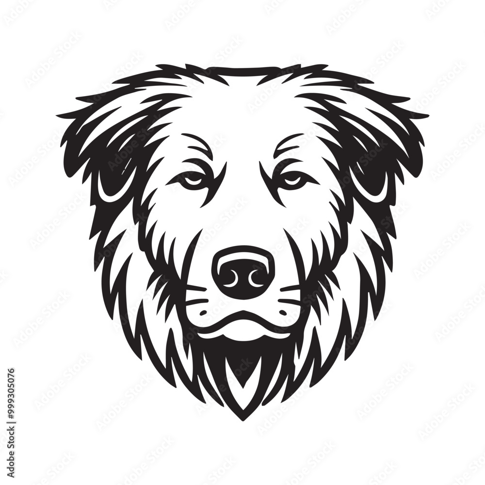 Fototapeta premium Maremma Sheep Dog Face Outline Clipart - Dog Face Logo - Dog Vector illustration in black and white