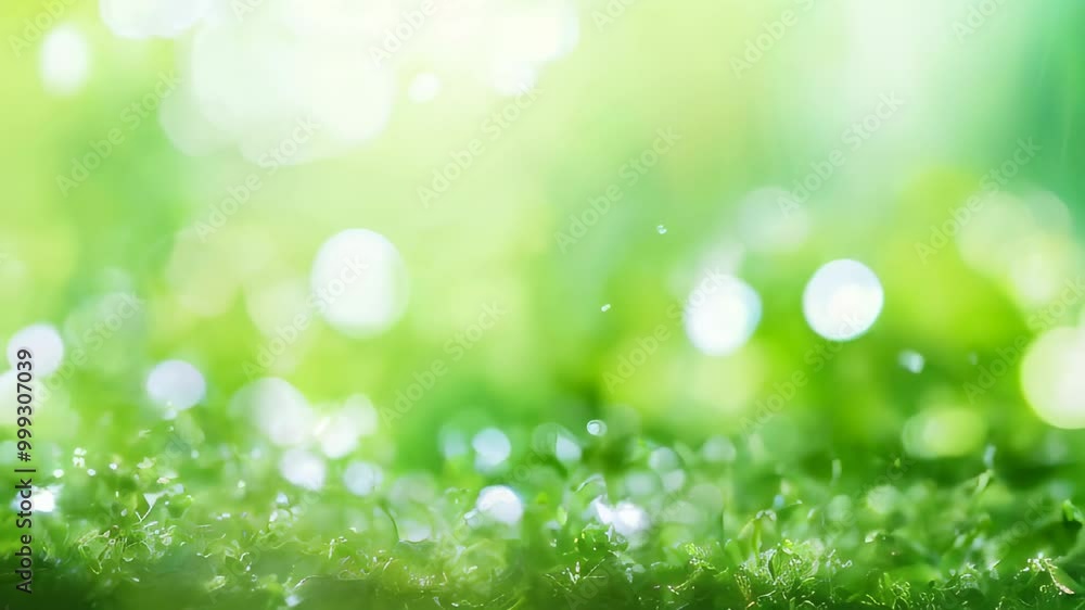A close-up of a lush green clover field glistening with morning dew, under a soft bokeh light effect. A close-up of a lush green clover field glistening with morning dew, under a soft bokeh light effect.
