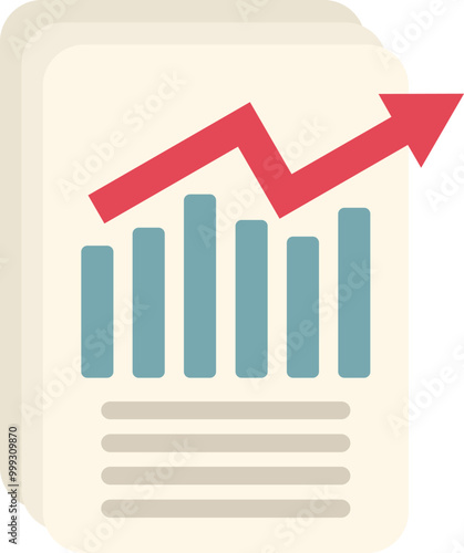 Document is showing a bar chart with a growing trend represented by a red arrow pointing up